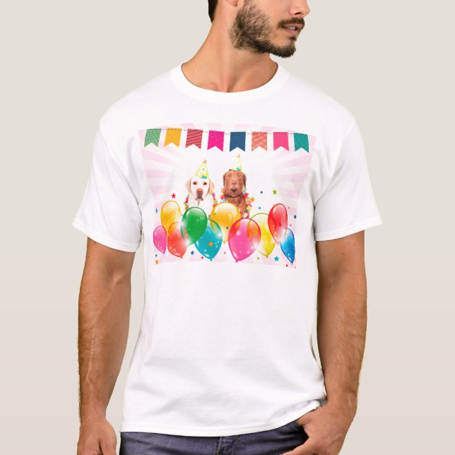 T-shirt Labrador Retriever Dog Balloons Anniversaire (Devant)