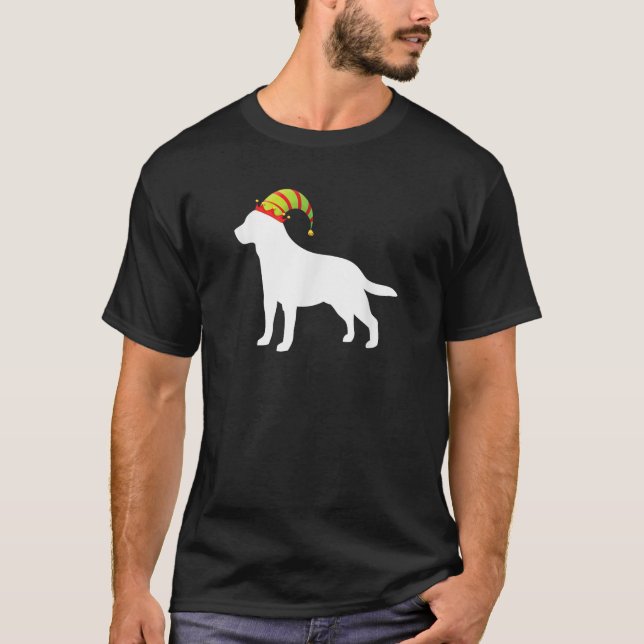 T-shirt Labrador Retriever Elf Hat Christmas Dog  (Devant)