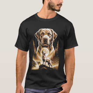 T-shirt Labrador Retriever hurlant Forêt au Clair de Lune