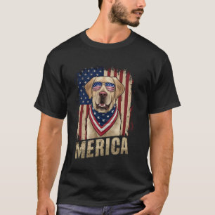 T-shirt Labrador Retriever jaune Merica USA Fête du 4 juil