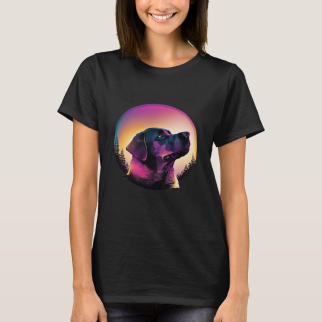 T-shirt Labrador Retriever Synthwave 80s Retrowave Aesthet (Devant)