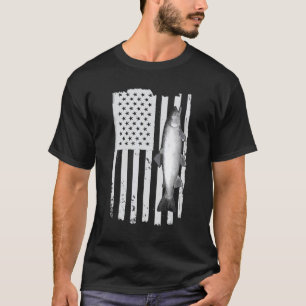 T-shirt Lac American Flag Pêche Truite Bulles Poisson Pêch