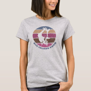 T-shirt Lac Big Island Pond Style Rétro Vintage Rose Clair