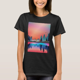 T-shirt Lac d'hiver pittoresque avec Cerf