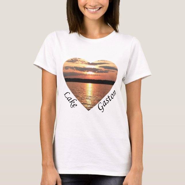 T-shirt Lac Gaston Sunset Heart Avec Lac Gaston Texte (Devant)
