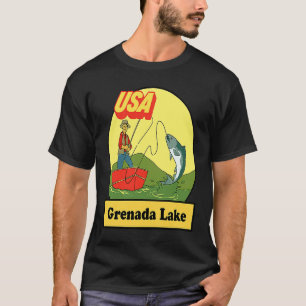 T-shirt Lac Grenada Mississippi Pêche Rétro USA