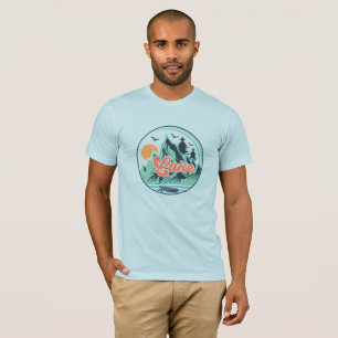 T-shirt Lac Life Mountain Birds Bateau Eau en plein air