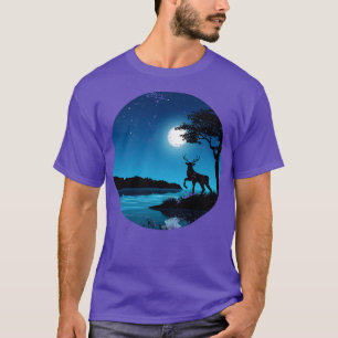 T-shirt Lac Lune Camping Chasse aux Cerfs