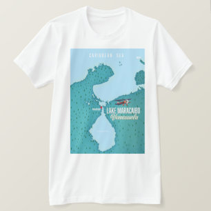 T-shirt Lac Maracaibo, Venezuela carte de navigation.