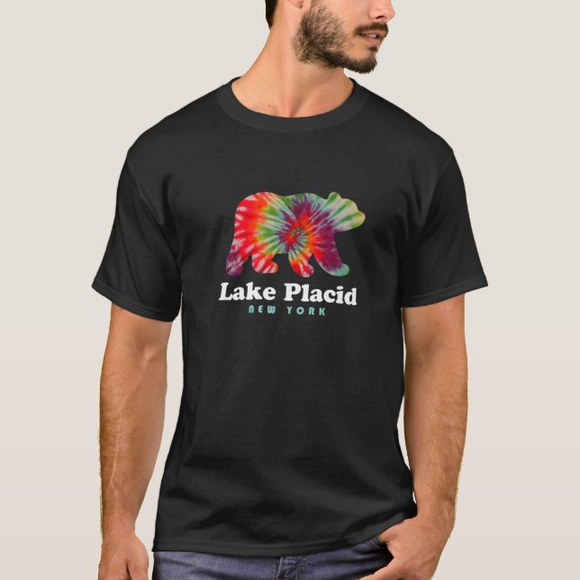 T-shirt Lac Placid NY Adirondacks Camping Bear Tie Dye (Devant)