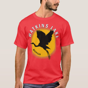 T-shirt Lac Watkins dans le Michigan Heron Sunrise