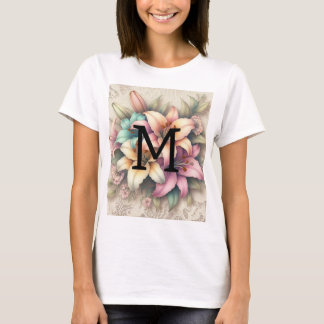 T-shirt Lace monogramme rose orangé turquoise lys