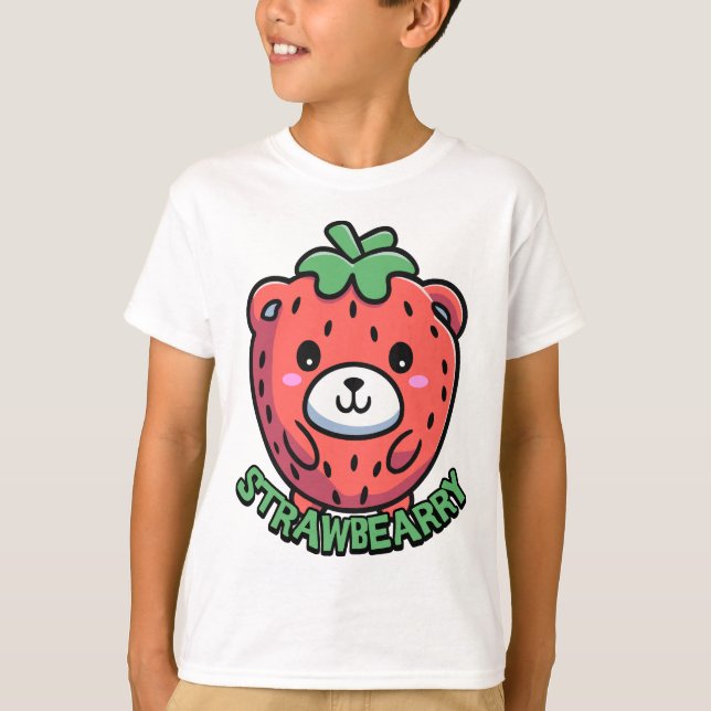 T-shirt Lâche-moi ! Caricature à l'ours aux fraises mignon (Devant)