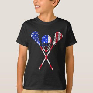 T-shirt Lacrosse American Flag Cadeau Design Lax Player St
