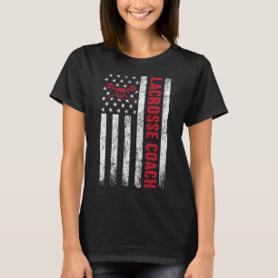T-shirt Lacrosse Coach Américain Drapeau Lax Lover Lacross