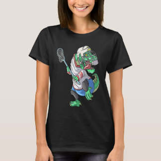 T-shirt Lacrosse Dinosaur Rex with Lacrosse Stick  Lax