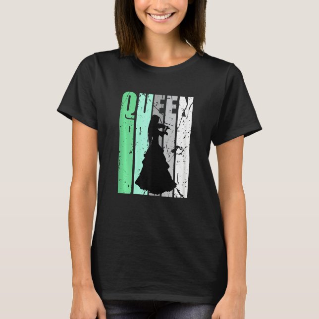 T-shirt Ladies Violinist Queen Cute Cool Design Motivate V (Devant)