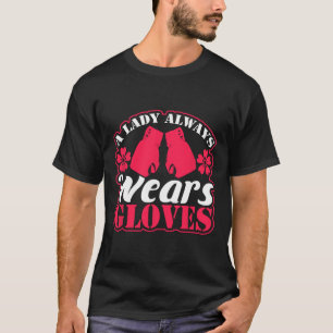 T-shirt Lady Porte Des Gants De Boxe Lutter Gymnase Femmes