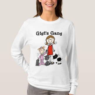 T-shirt Lady, Small Girl, Three Cats