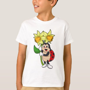 T-shirt Ladybug avec jonquille de fleurs
