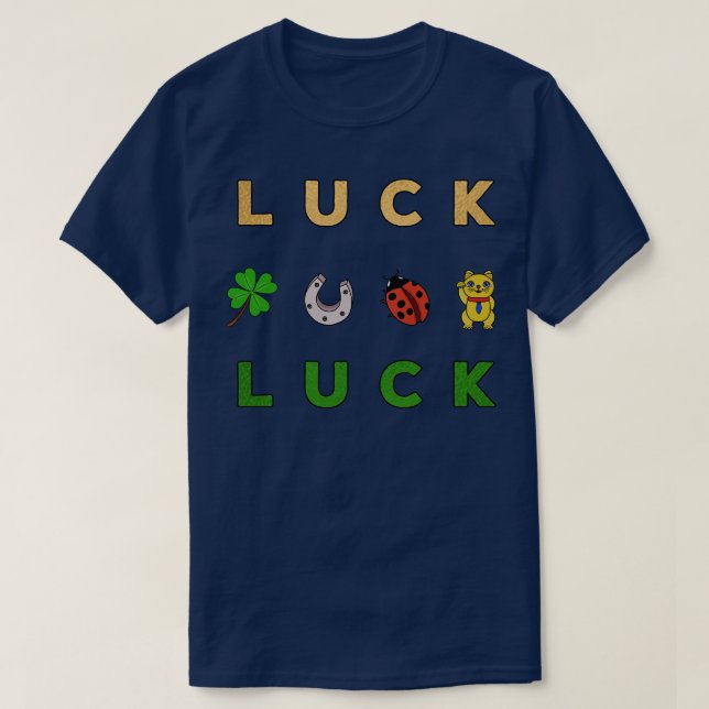 T-shirt Ladybug Horseshoe Fourleaf Clover Lucky Cat Luck S (Design devant)