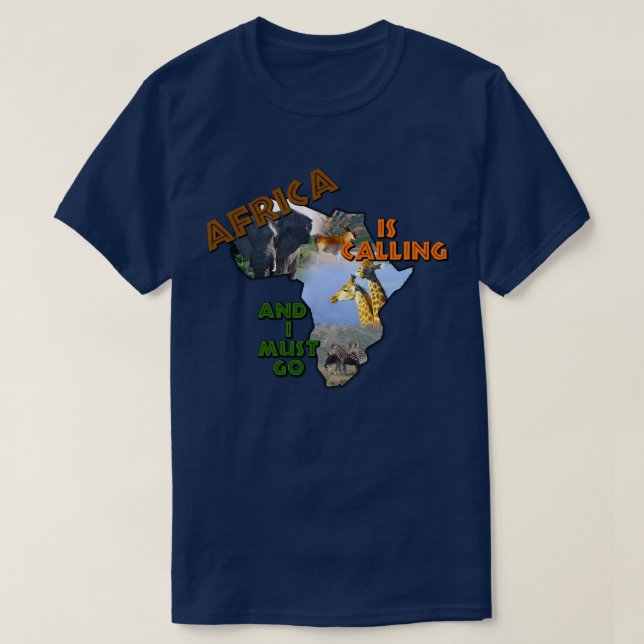 T-shirt L'Afrique appelle le collage de la faune africaine (Design devant)