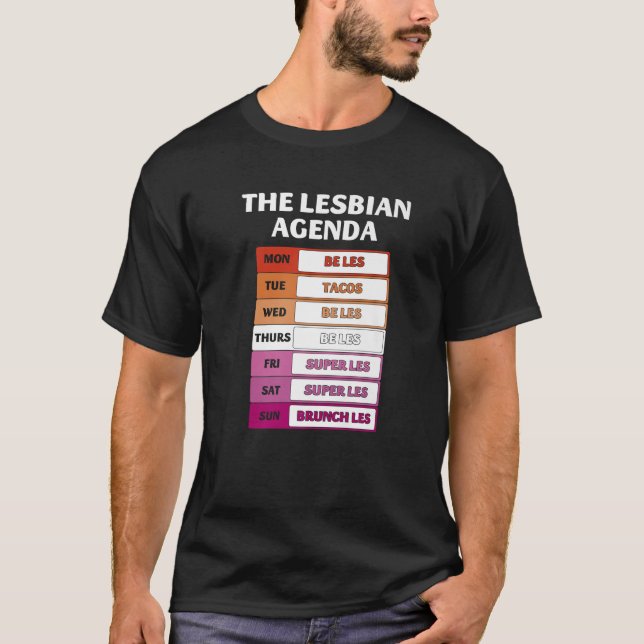T-shirt L'agenda hebdomadaire des lesbiennes Drôle gay Pri (Devant)