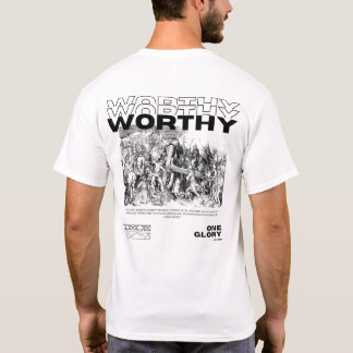 T-shirt L'agneau est digne de lettres noires