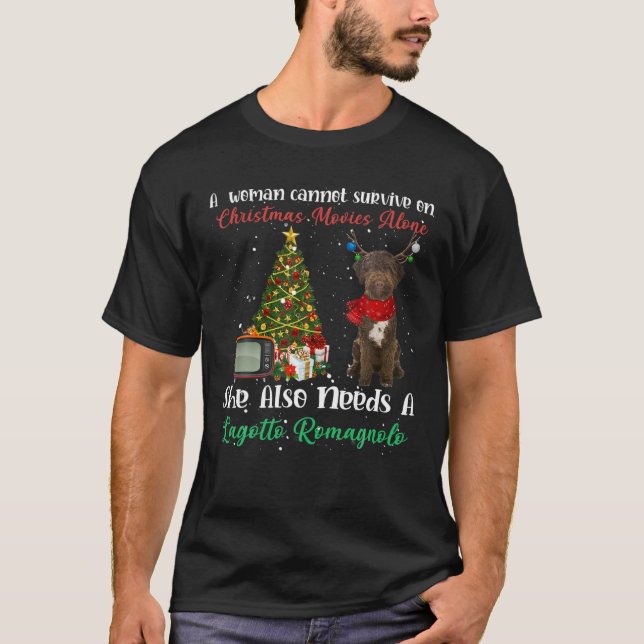 T-shirt Lagotto Romagnolo Reindeer Arbre de Noël Ornement (Devant)