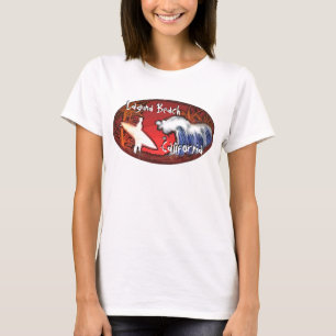 T-shirt Laguna Beach California surf vagues art tank
