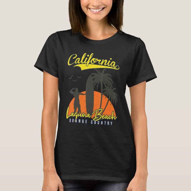 T-shirt Laguna Beach California Surfing Sunset (Devant)