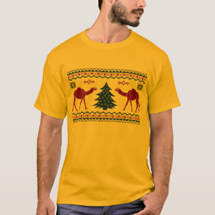 T-shirt laid de chandail de chameau de Noël de