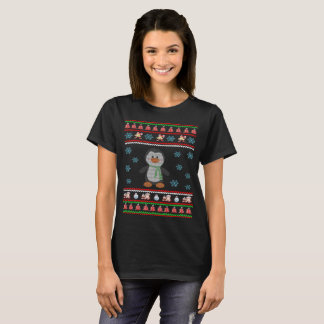 T-shirt laid de chandail de Noël de pingouin du