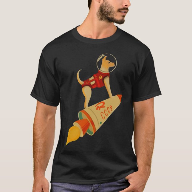 T-shirt Laika The CCCP Soviet Russia Super Space Rocket Do (Devant)