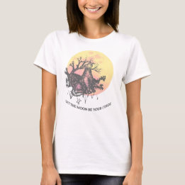 T-shirt Laisser la Lune Guide, Loup sur Lune, Lettres Line