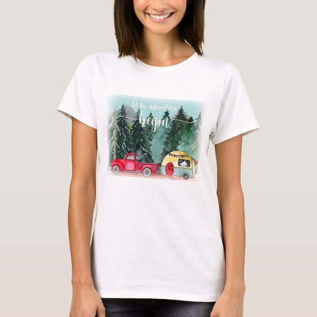 T-shirt Laisser L'Aventure Commencer Le Camping Forêt (Devant)