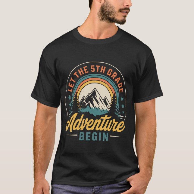 T-shirt Laisser L'Aventure De 5E Année Commencer À L'École (Devant)