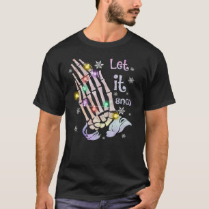 T-shirt Laisser neiger drôle hiver main squelette de Noël