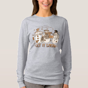 T-shirt Laisser neiger neigeux Noël Russe Long Manche