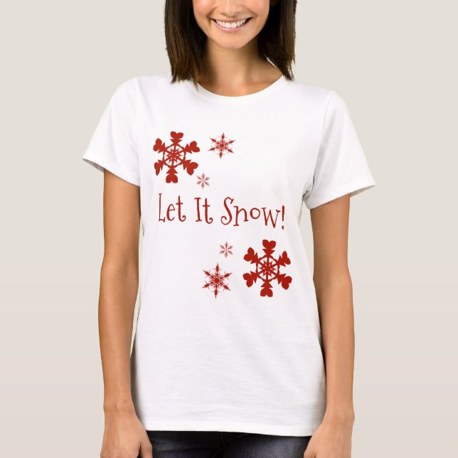 T-shirt Laisser neiger Red Snowflakes Chemise (Devant)
