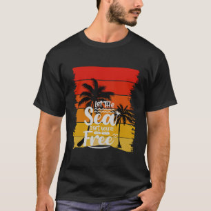 T-shirt Laissez la mer vous libérer Vintage Coucher de s