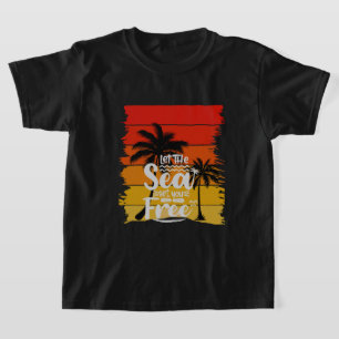 T-shirt Laissez la mer vous libérer   Vintage Retro Sunset