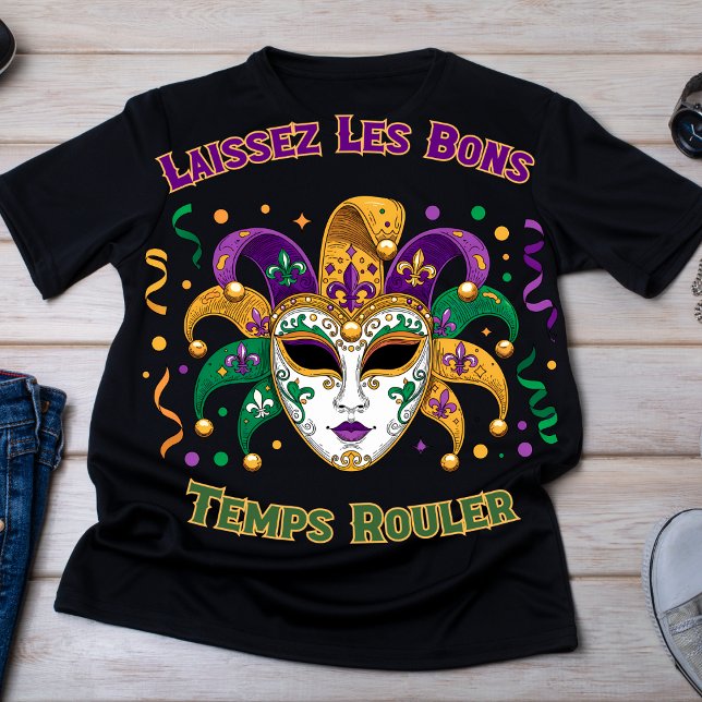 T-shirt Laissez Les Bons Temps Rouler Mardi Gras Mask (Laissez Les Bons Temps Rouler Mardi Gras Mask T-Shirt)