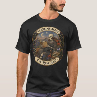 T-shirt Laissez-moi tranquille, JE LIS Chat noir squelette