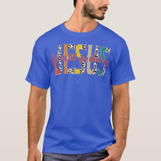 T-shirt Laissez-Moi Vous Parler De Mon Jésus Léopard Vinta