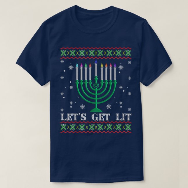 T-shirt Laissons Lit Hanoukka juive laide Noël doux (Design devant)