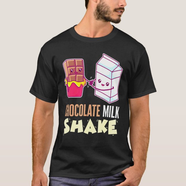 T-shirt Lait Chocolat Secouer Milkshake Dessert Dent Douce (Devant)