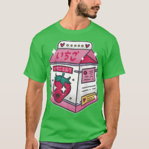 T-shirt Lait de fraise Boire Kawaii Manga Anime Japon Gras