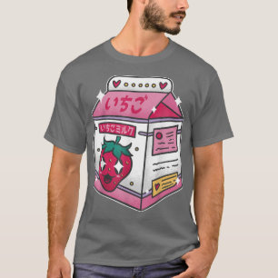 T-shirt Lait de fraise japonais Boisson Kawaii Manga Anime