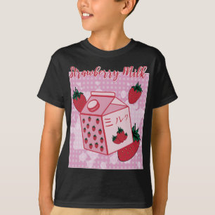 T-shirt Lait de fraise Japonais Rétro 90s Anime Fruit Aes